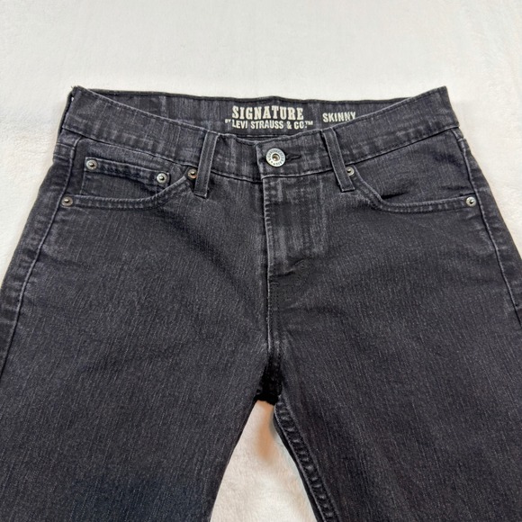 Signature Levi Strauss Skinny Jeans Mens 30x32 Black Excellent Stretch Denim - Picture 3 of 11